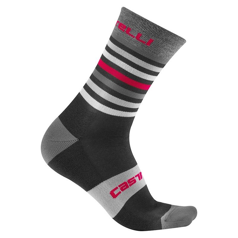 CALCETINES CASTELLI GREGGE 15 NEGRO ROJO GRIS