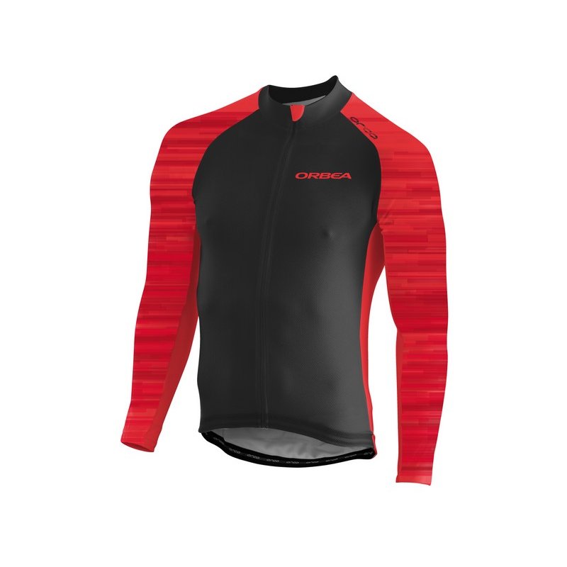 MAILLOT ORBEA M/LARGA FL NEGRO ROJO